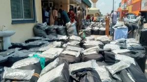 Intercepted illicit drugs on display at Tincan Port, Apapa, Lagos yesterday. PHOTO: BERTRAM NWANNEKANMA