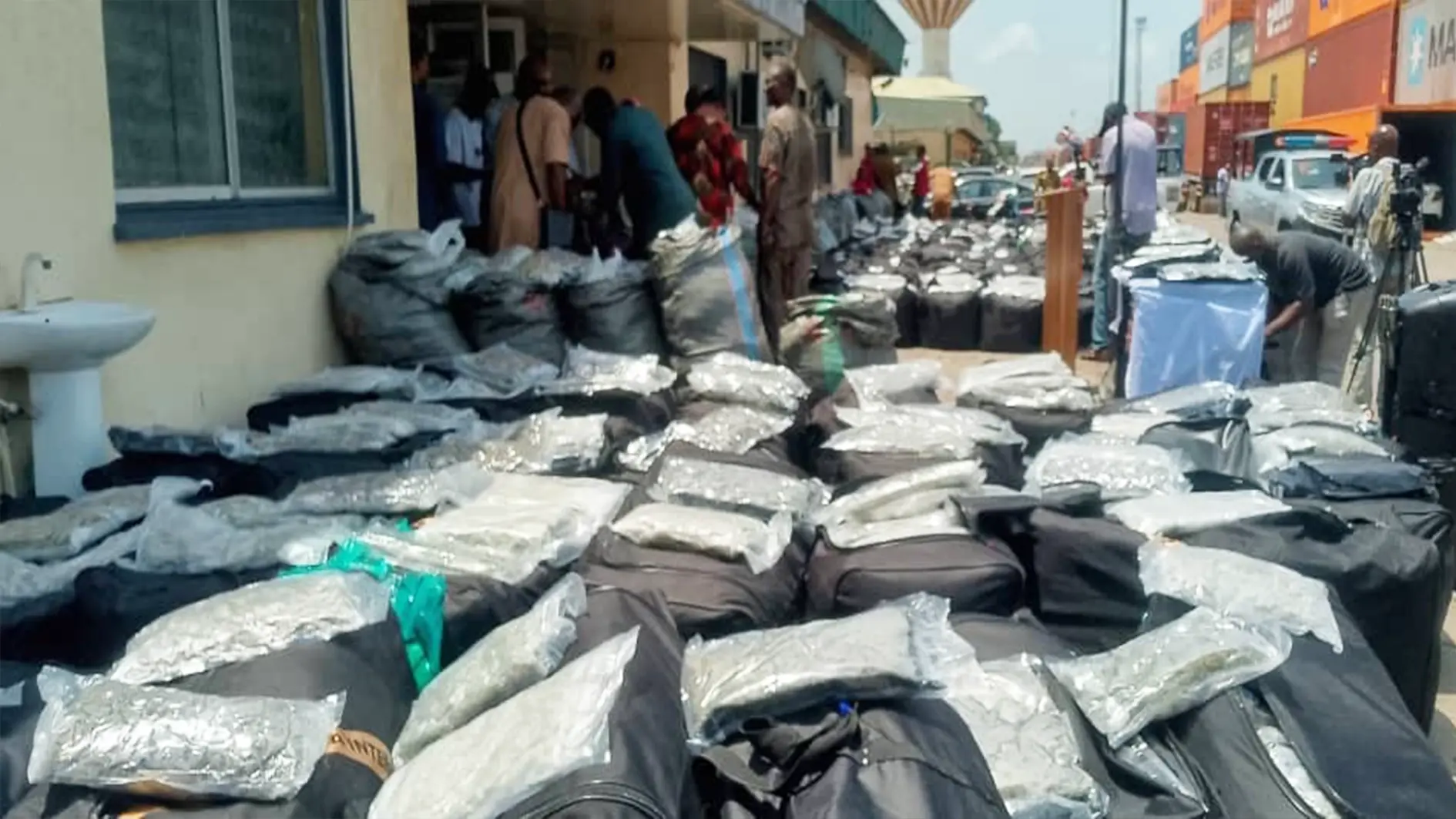 Intercepted illicit drugs on display at Tincan Port, Apapa, Lagos yesterday. PHOTO: BERTRAM NWANNEKANMA