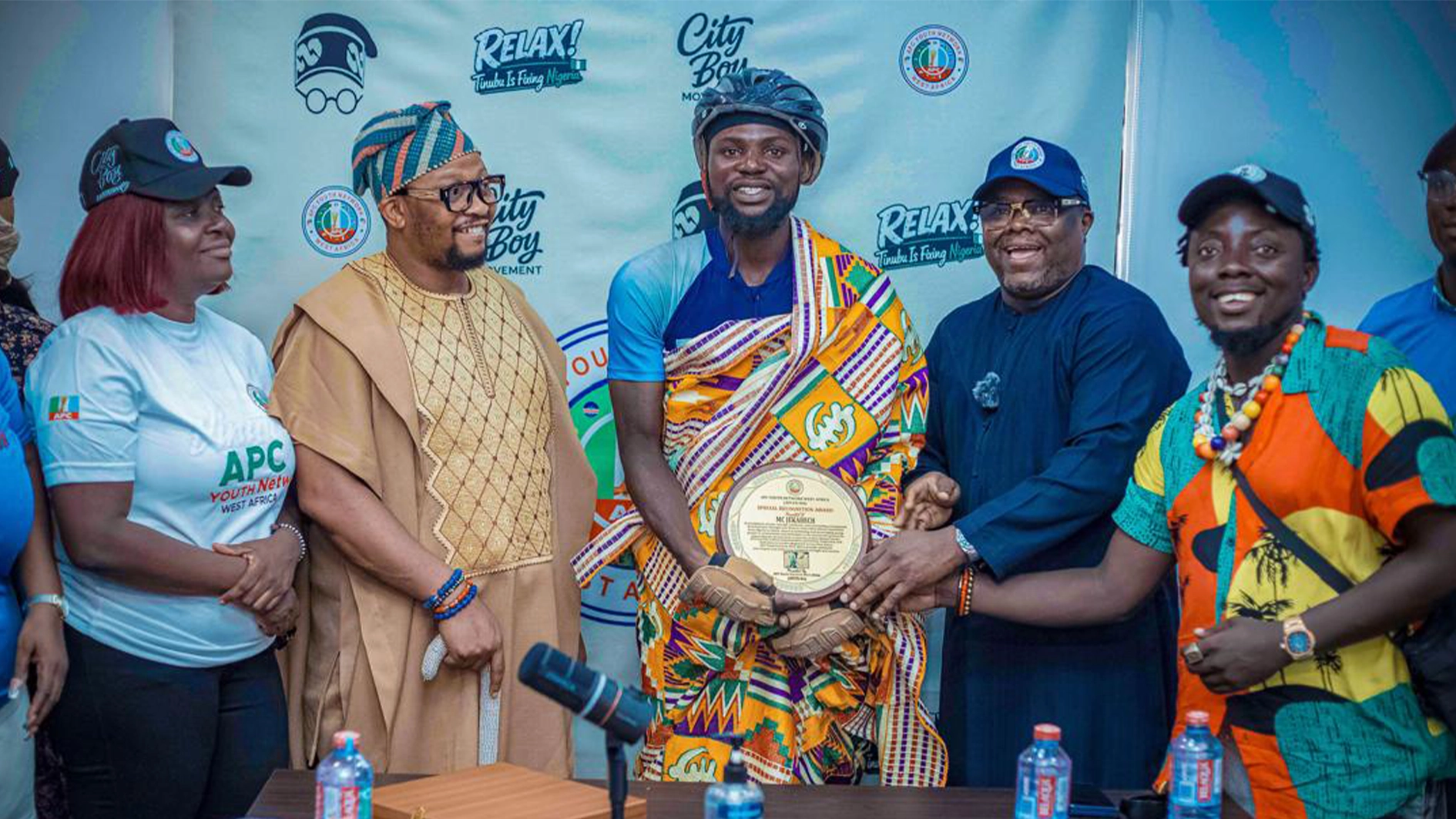 APC Youth Network West Africa honours MC Jekabeche after historic Nigeria-Ghana bicycle expedition
