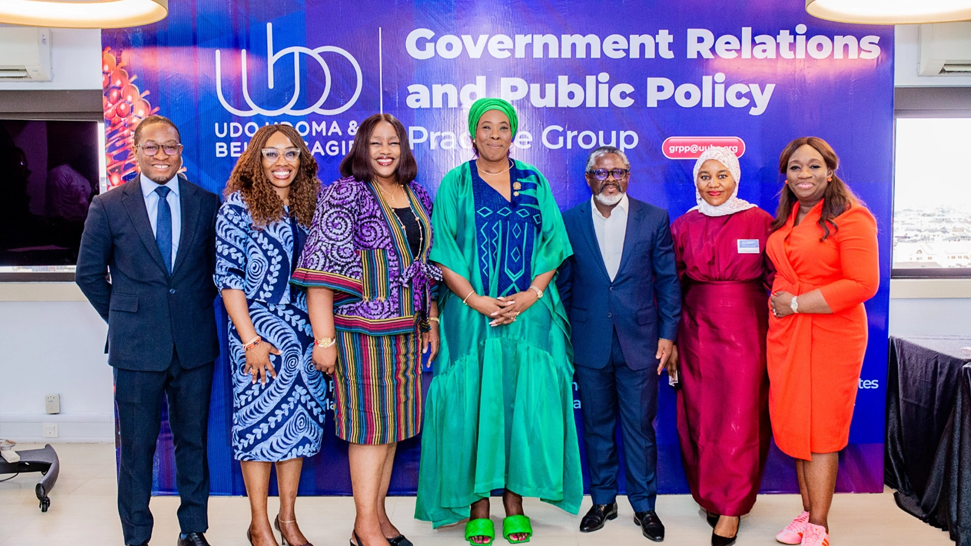Godson Ogheneochuko, Partner, UUBO (left); Deputy Managing Partner, UUBO, Ozofu Ogiemudia; Managing Partner, UUBO, Jumoke Lambo; Commissioner for Commerce, Cooperatives, Trade & Investment, Lagos State, Folashade Ambrose Medebem; Senior Partner, UUBO, Aniekan Ukpanah; Partner, UUBO, Amina Ibrahim and Partner, UUBO, Folake Elias-Adebowale at the inaugural UUBO Policy Breakfast Session in Lagos.