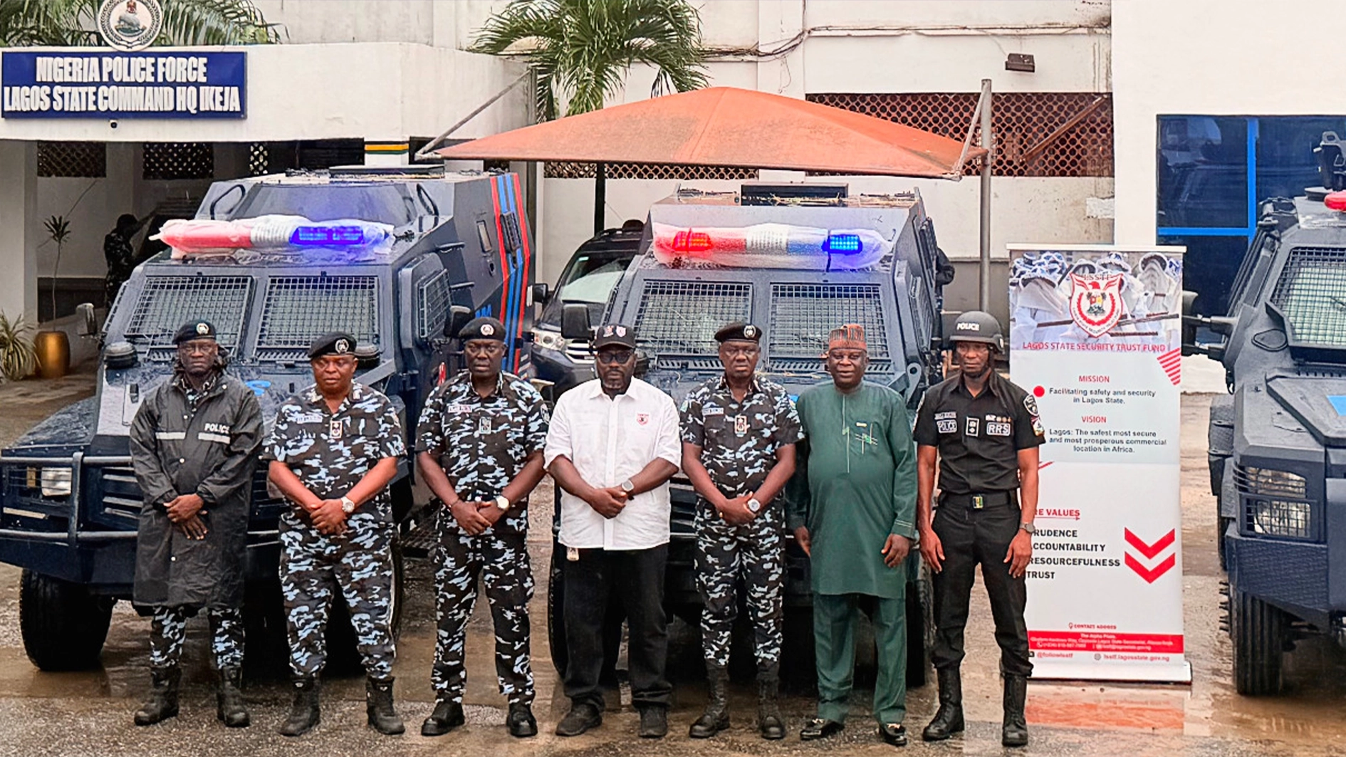 Donated Armoured Personnel Carriers with officers of Lagos Police Command and LSSTF