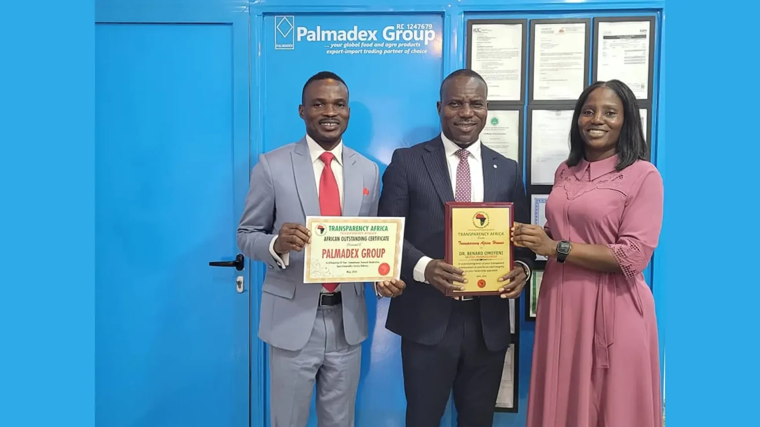 Palmadex’s Omoyeni bags Transparency Africa honour
