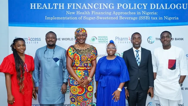 Participants at the Health Financing Policy Dialogue on the Implementation of Sugar-Sweetened Beverage (SSB) Tax in Nigeria, convened by PharmAccess in partnership with the Healthcare Federation of Nigeria, Nigeria Health Watch and the World Bank, July 28, 2022