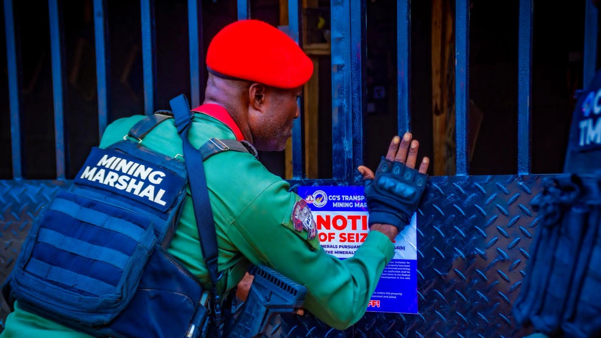 NSCDC Onoja Mining Marshals Sealing a property