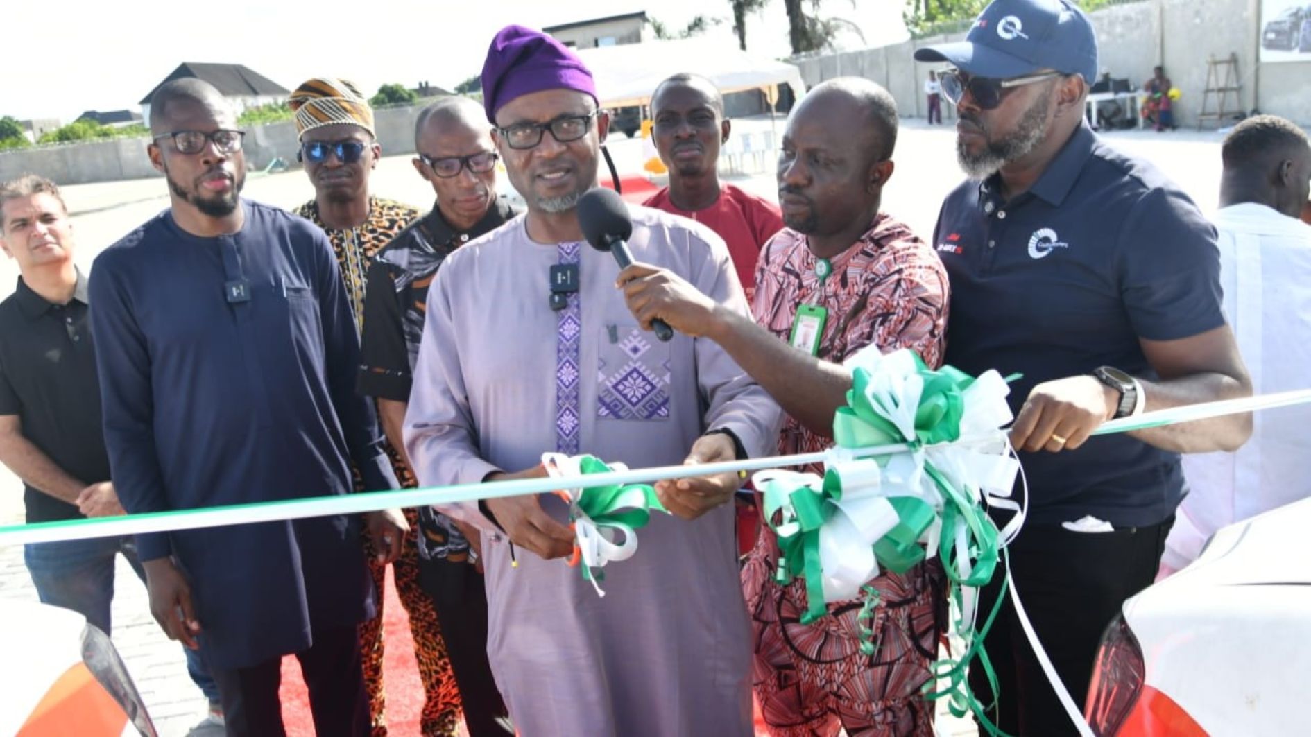 Chief Medical Director, Lagos University Teaching Hospital, Prof. Wasiu Lanre Adeyemo, flanked by others during the unveiling of the new ambulances in Lagos.