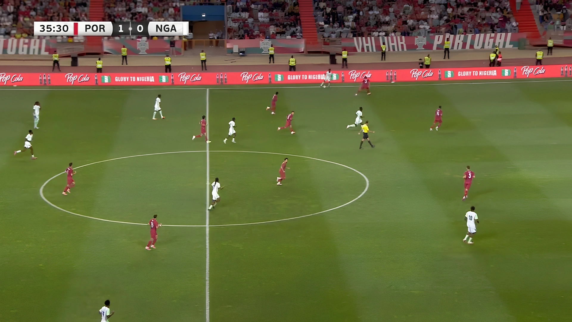 Pop Cola used perimeter LED advertising during Nigeria's friendly against Portugal to reinforce its connection with football fans and align with moments of national pride.