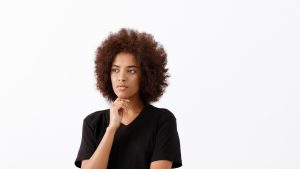 A young lady thinking