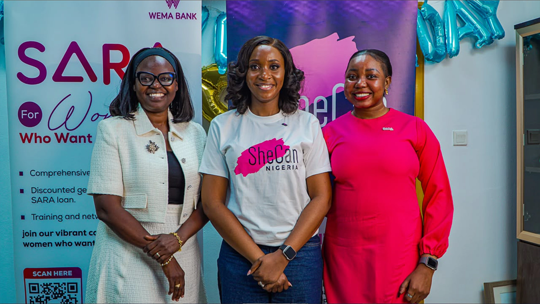 Left: Ololade Ogungbenro, Divisional Head, Brands, People and Culture; Dr. Ezinne Ezeani, Founder, SheCan Nigeria/DMD, Mbr Signature and Omolabake Bowoto, Lead, SARA