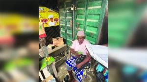 Iyalode Oja, Irewolede Market, Omowunmi Jimoh, calculating lost revenue since the forced closure of the export market in Ebute-Ero, Lagos Island local government area…recently.
