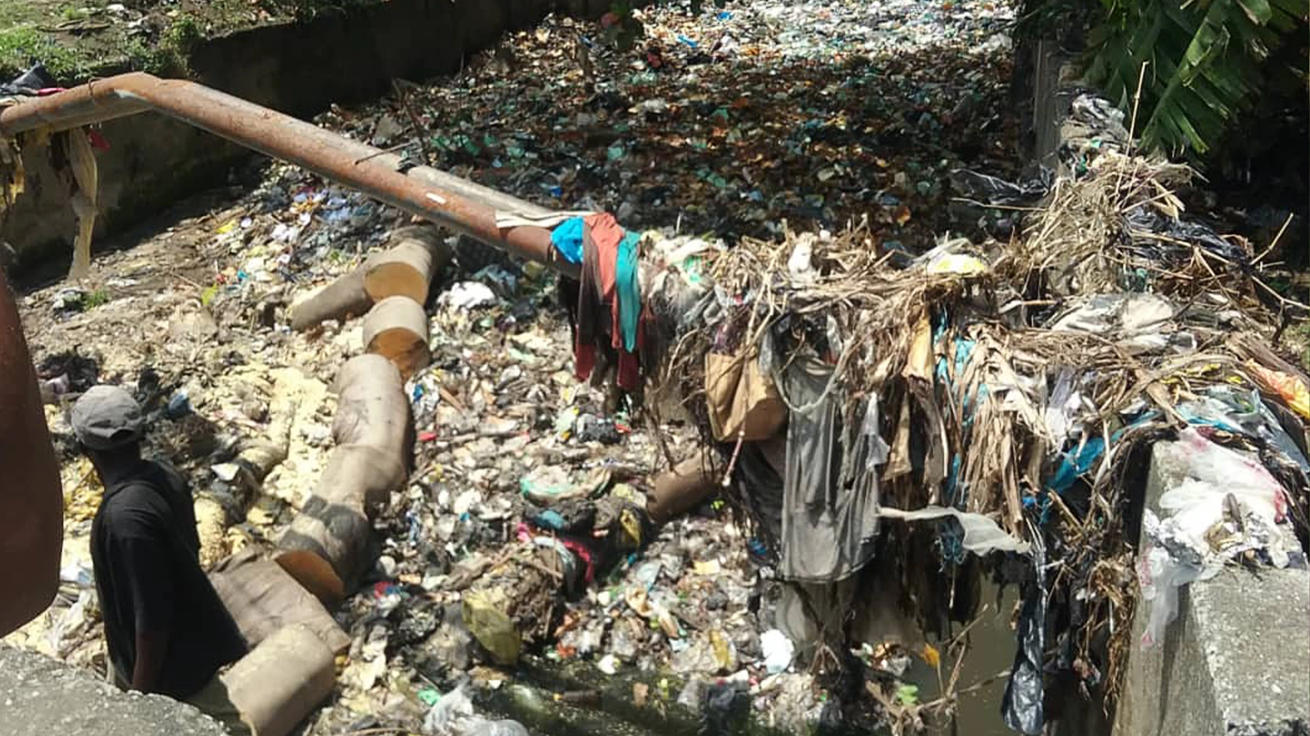 Clogged Calabar Channel 1, one of the largest drainage systems in the state capital.