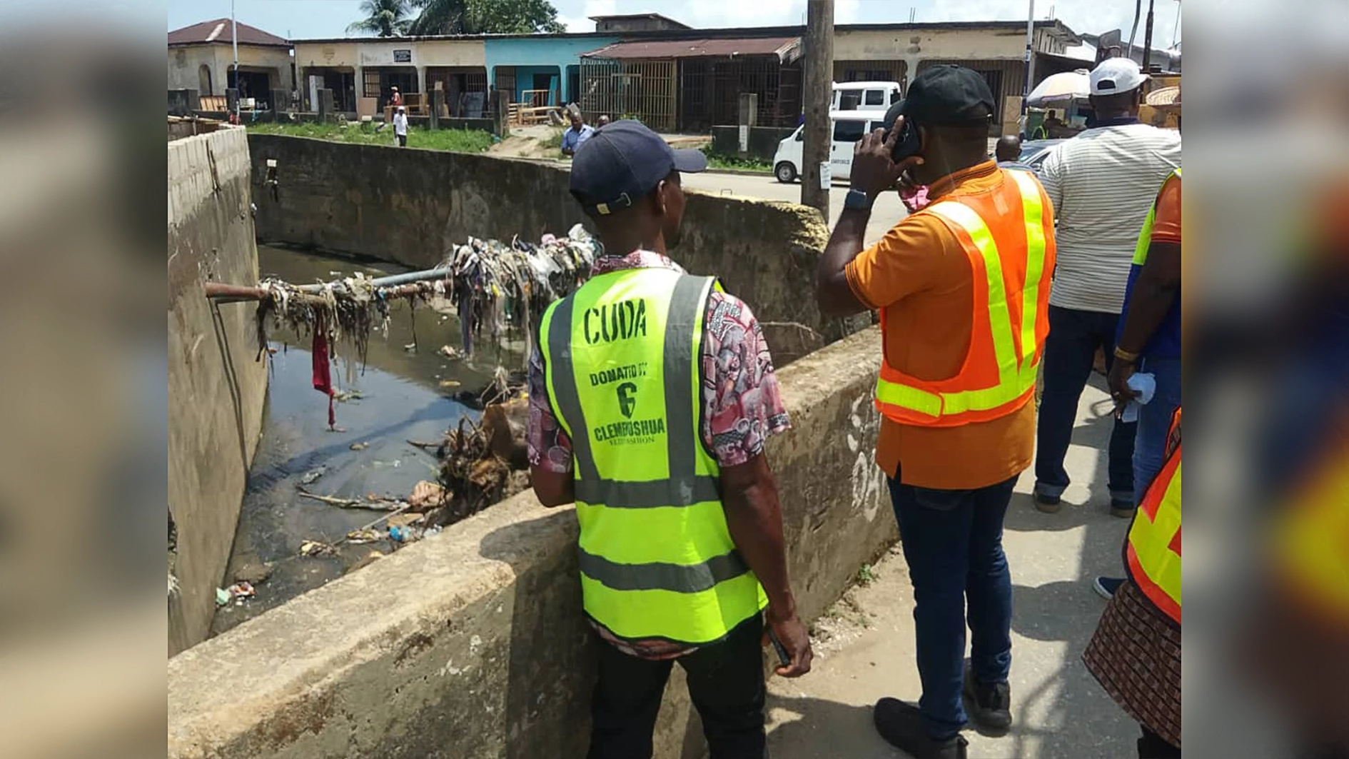 Officials of Calabar Urban Development Agency (CUDA) inspecting a section of the Calabar Channel 1 ahead of desilting.
