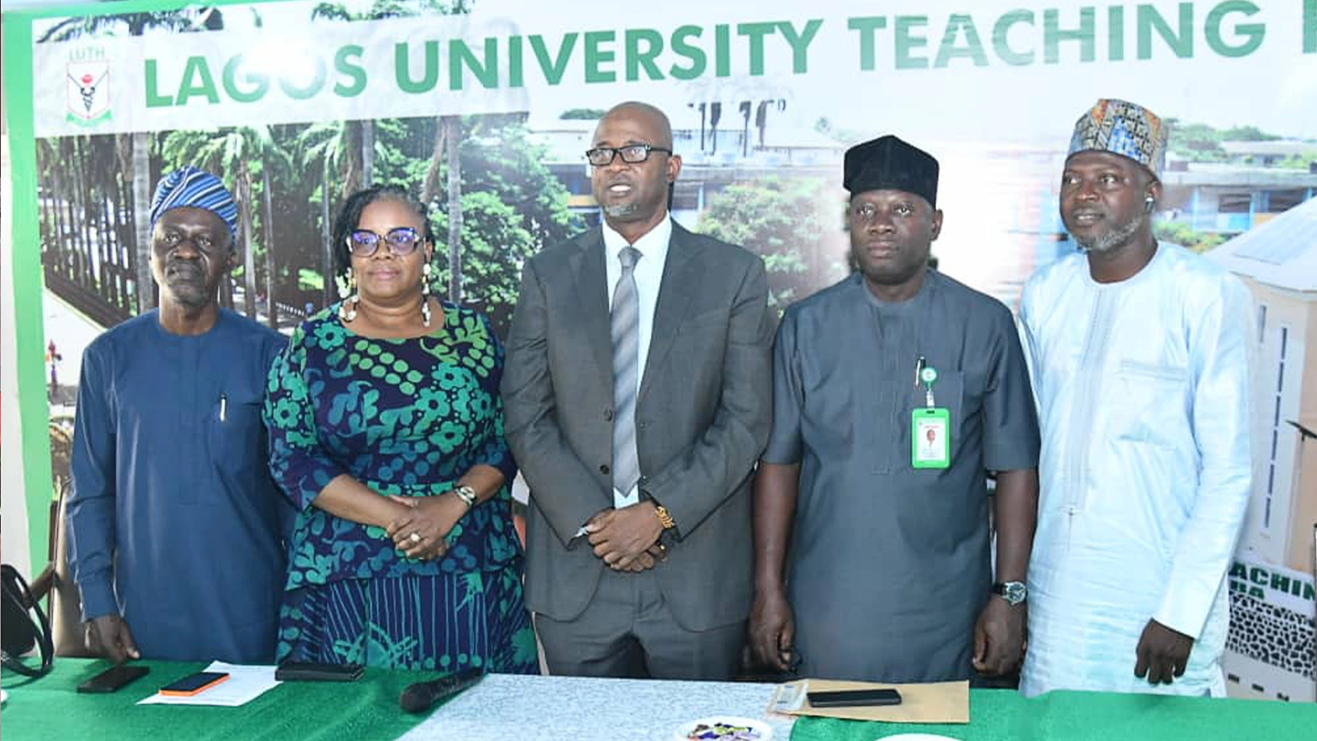 Medical Director, Federal Medical Centre (FMC) Epe, Dr Adeleke Kaka (left); Clinical Director, Federal Neuropsychiatric Hospital, Yaba (FNPHY), Dr Funmi Akinola; Chief Medical Director of Lagos University Teaching Hospital (LUTH), Prof. Wasiu Adeyemo; MD, FMC Ebute-Metta, Dr Saheed Ogunme, and MD of the National Orthopaedic Hospital Igbobi, Lagos (NOHIL), Dr Wakeel Lawal, during a joint press conference to highlight achievements recorded in the health sector.