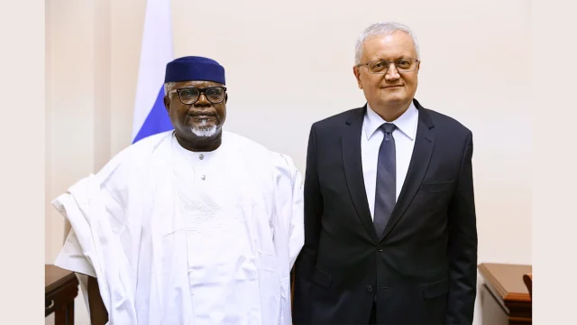 Ambassador Joseph Olusola Iji and the Deputy Minister of Foreign Affairs of the Russia, Georgy Borisenko
