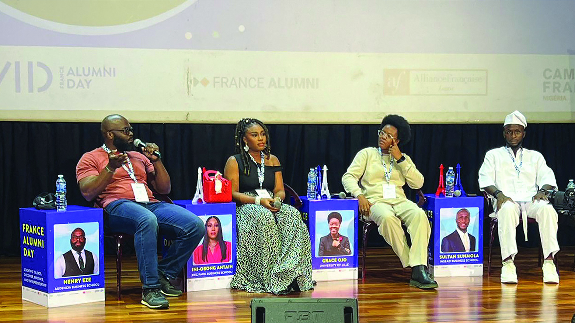 Henry Eze ( left); HEC Business School alumna, Ini Obong Antaih; University of Lille Alumna, Grace Ojo, and co-founder, Robo Nish Technologies, Sultan Sunmola, at the France Alumni Day event held in Lagos, recently.