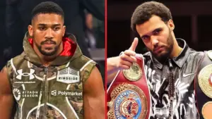 Anthony Joshua (L), Moses Itauma (R)