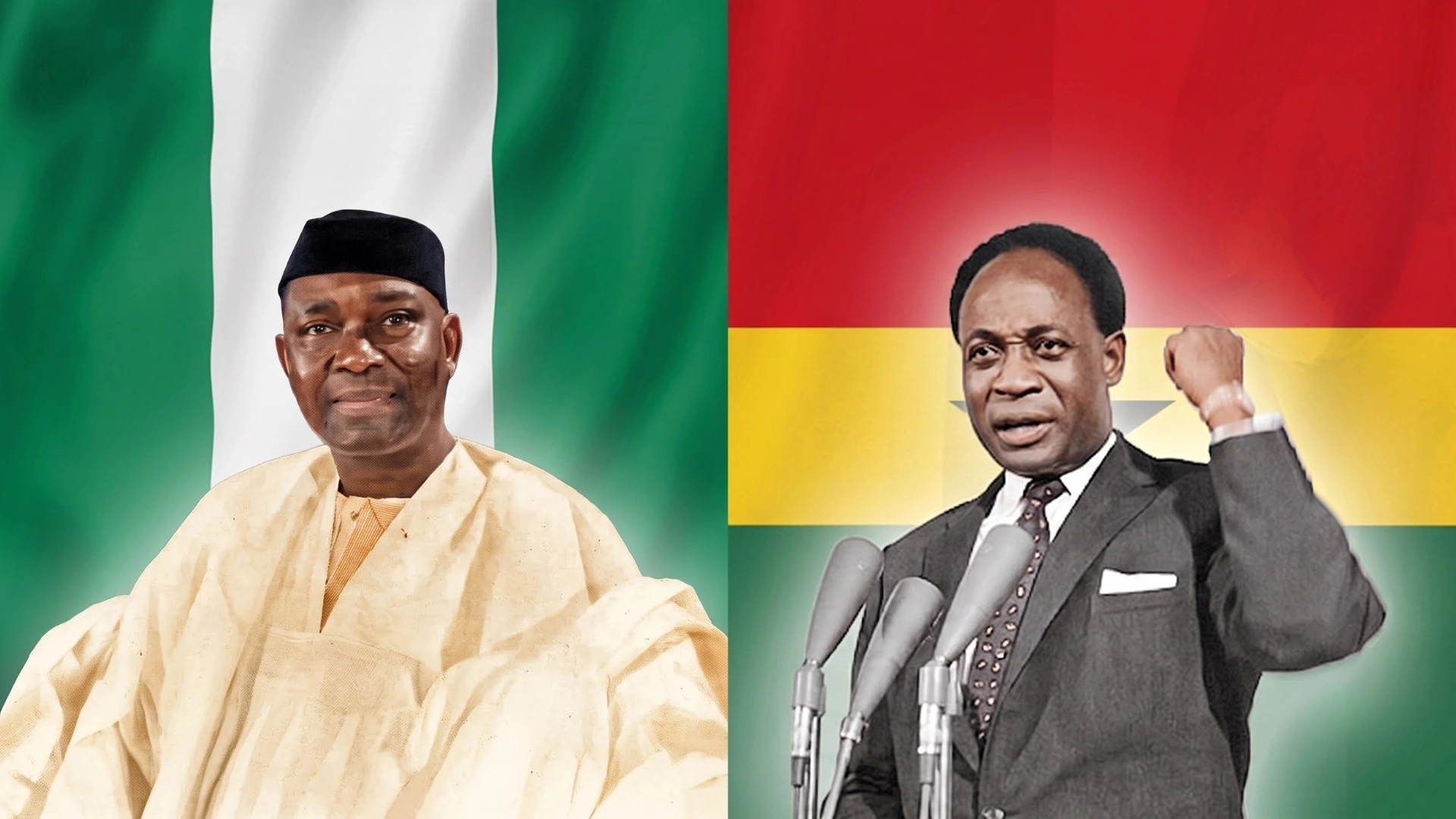 Composite image of Nigeria's Nnamdi Azikiwe and Ghana's Kwame Nkrumah