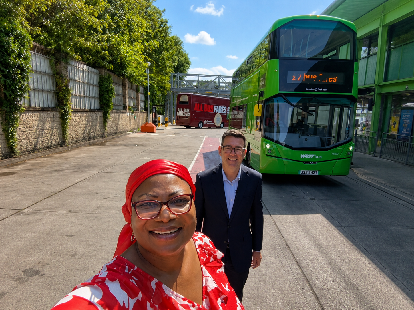 Bus Aunty Bemi Orojuogun with UK Prime Minister Andy Burnham