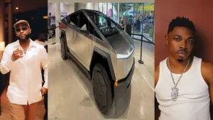 Davido gifts Mayorkun a brand new Tesla Cybertruck.