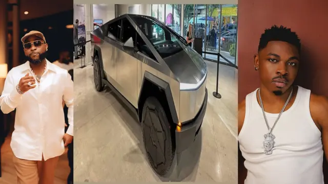 Davido gifts Mayorkun a brand new Tesla Cybertruck.