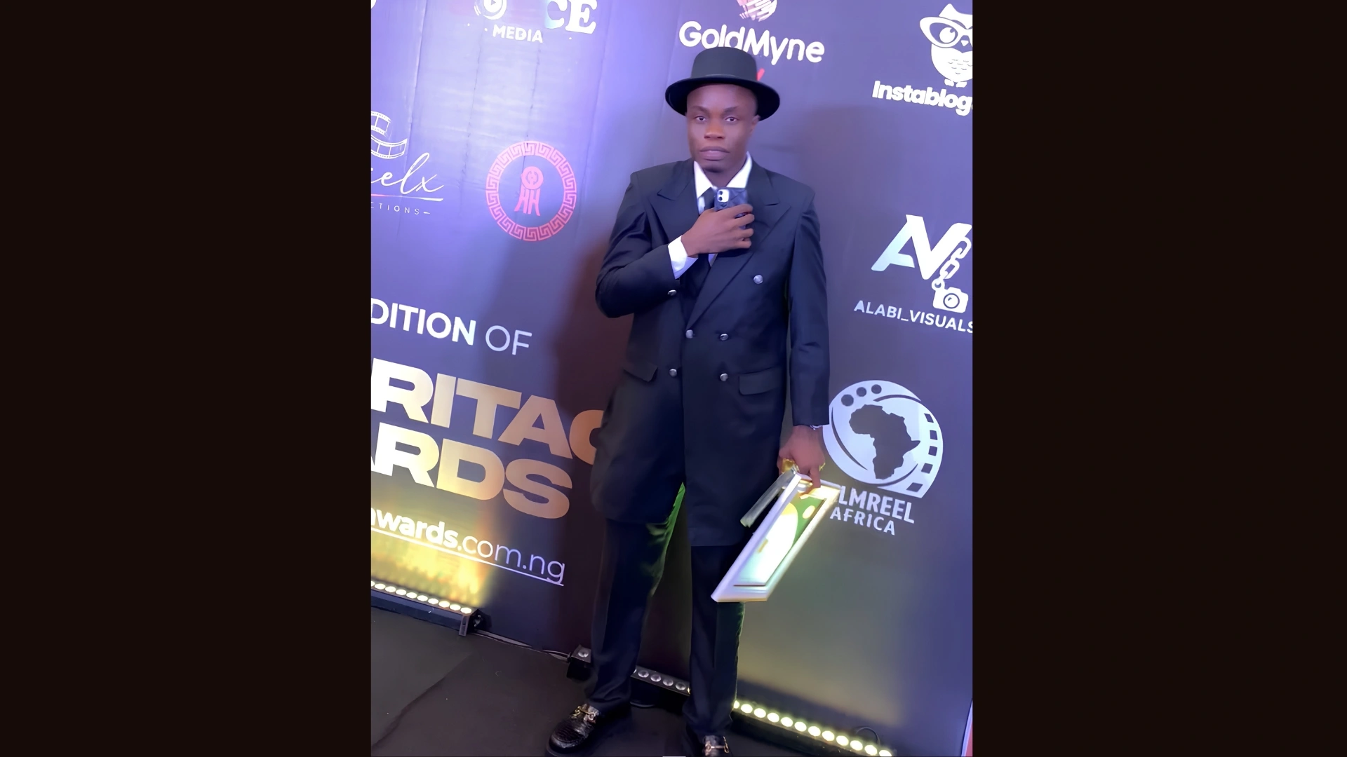 TechRegard CEO Edeh Chibuzor receiving the Fast Rising Tech Newspaper of the Year award at the Golden Stars Awards 2026.