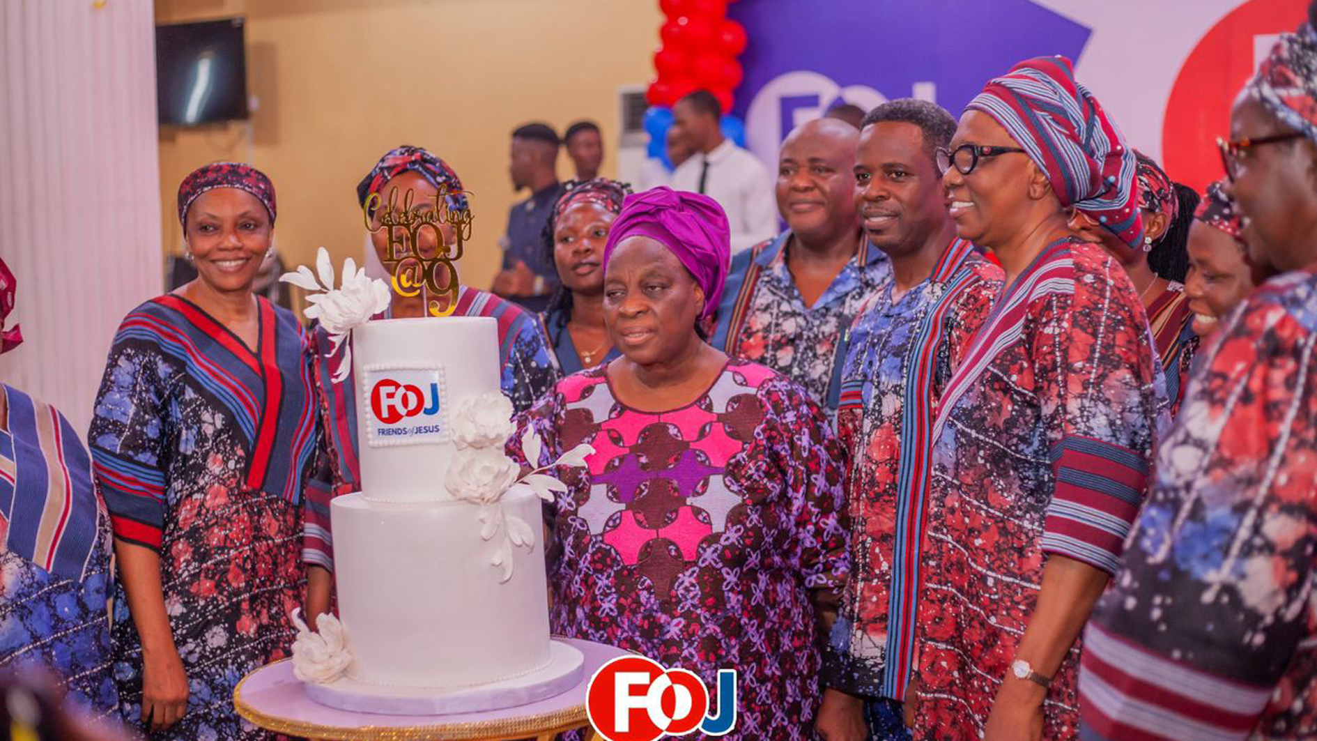 Celebrating with her Friends of Jesus (FOJ) group