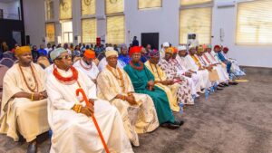 Traditional rulers during the courtesy visit to Edo State Governor Monday Okpebholo