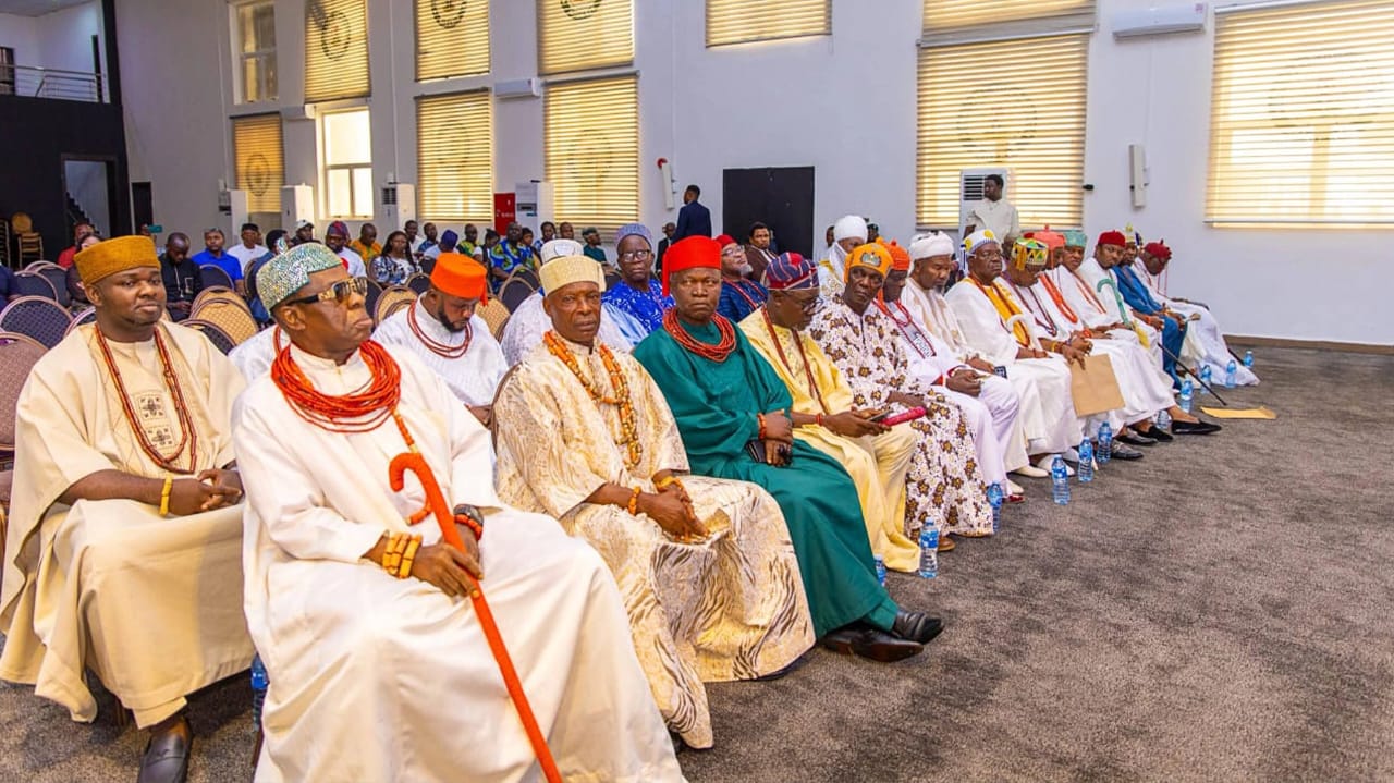Traditional rulers during the courtesy visit to Edo State Governor Monday Okpebholo