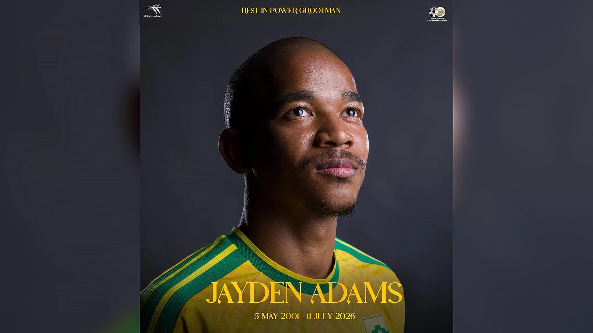 South Africa 2026 World Cup star Jayden Adams dies at 25