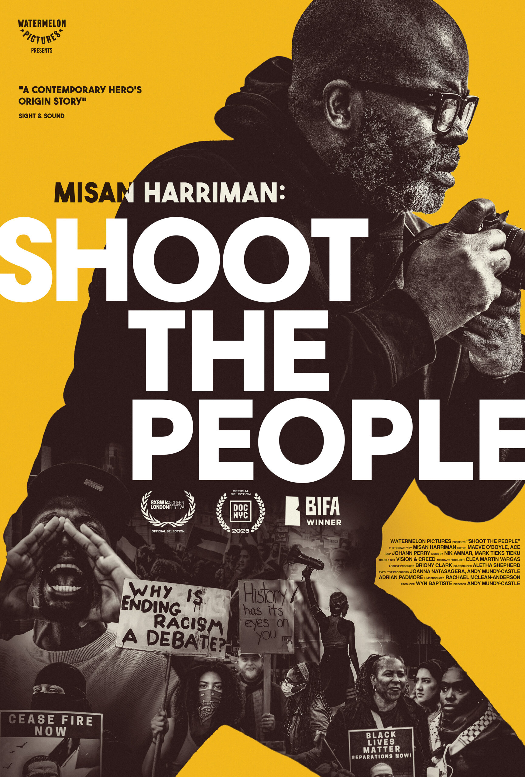 Official poster for Shoot the People, a documentary on Nigerian-British photographer and filmmaker Misan Harriman.