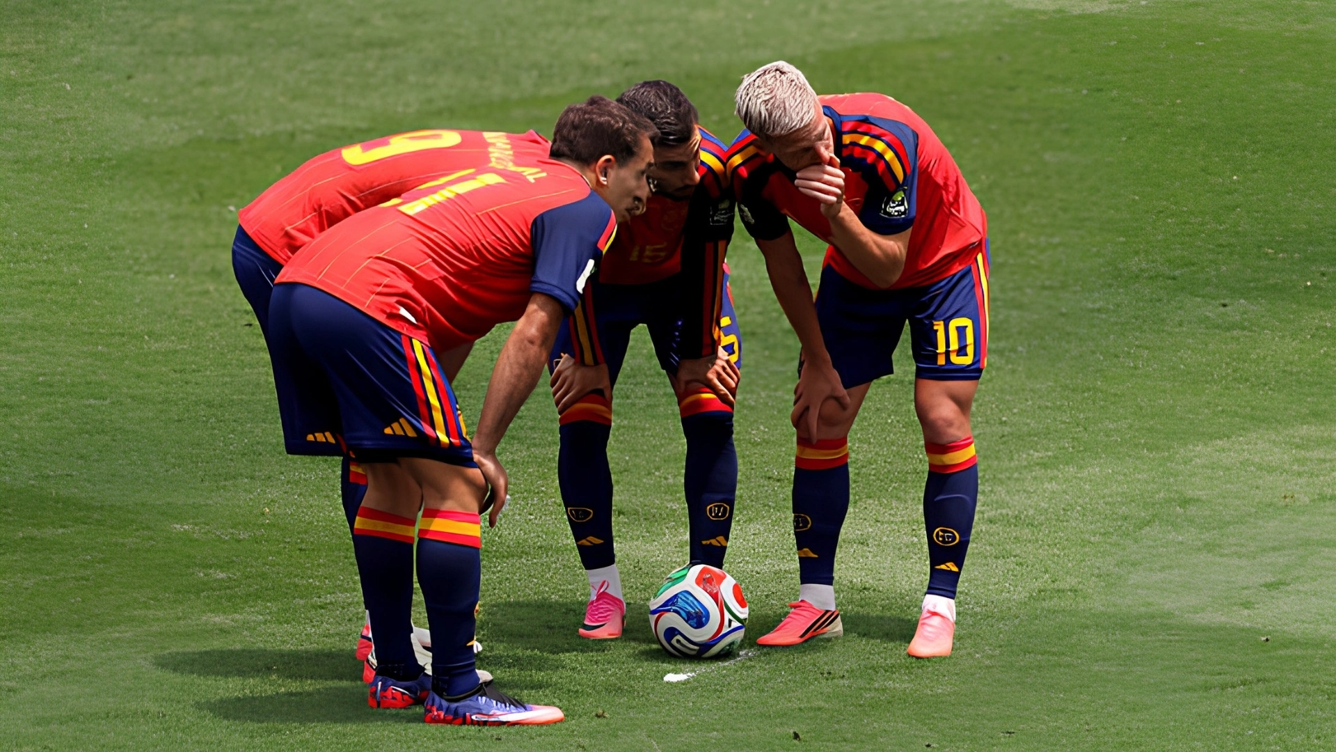 Spain players in discussion during a match