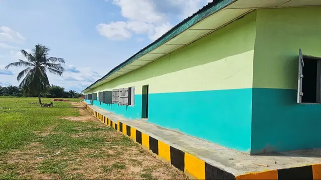 A restored school building that was damaged by a severe windstorm