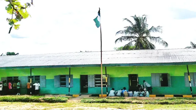 A restored school building that was damaged by a severe windstorm