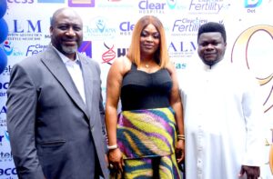 L – R:  Dr Kunle Ajayi, Founder and Managing Director; Dr (Mrs) Chidimma Ajayi, Co-Founder and Clinical Director, both of Clearview Hospital; and Rev Fr Anthony Onyemma, Priest-in Residence of the Catholic Church the 9th anniversary of Clearview hospital