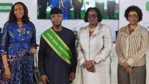 Nigerian Conservation Foundation (NCF) Board of Trustee Member, Mrs Onari Duke (left); Former Vice President of Nigeria and President, NCF Board of Trustee, Prof. Yemi Osinbajo; Chairman, NCF’s National Executive Council, Hon Justice R.I.B Adebiyi and National Executive Council Member, Ms Rabi Isma, during the 37th AGM of the NCF held in Lagos.