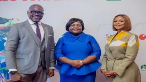 L-R: James Adenuga, Group Chief HSSE and Sustainability at Dangote Industries Limited; Olapeju Ibekwe, Chief Executive Officer, ONE Foundation, and Dr. Chizor Malize, Managing Director and Chief Executive Officer of FITC, at the 2026 FITC Sustainability and ESG Conference in Lagos… recently.