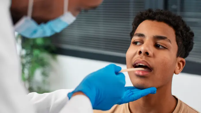 Young man at a dentist appointment