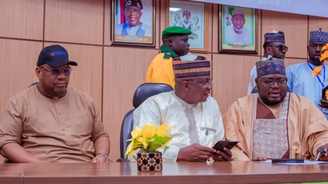 CAPTION: Mr. Gabriel Essien, Deputy General Manager/Group Head, Public Sector Division (States) eTranzact InternationalPlc, Musa Shu’aibu Guri, Special Adviser on Revenue, Jigawa State, Dr Nasir Sabo, Chairman, Jigawa Internal Revenue Service