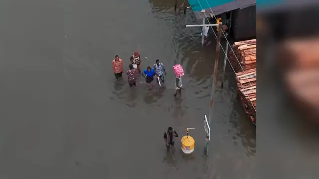 Floodwaters at Ogombo and Abraham Adesanya, Lagos, after downpour.