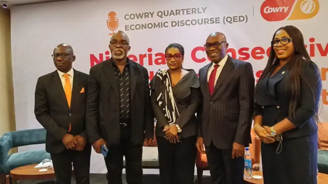 Mr. Charles Sanni, Managing Director, Cowry Treasurers Limited, Mr. Amaju Pinnick, Ms. Chinwe Egwim, Mr. Johnson Chukwu, Mrs Nkoli Edoka, Managing Director, Cowry Securities Limited