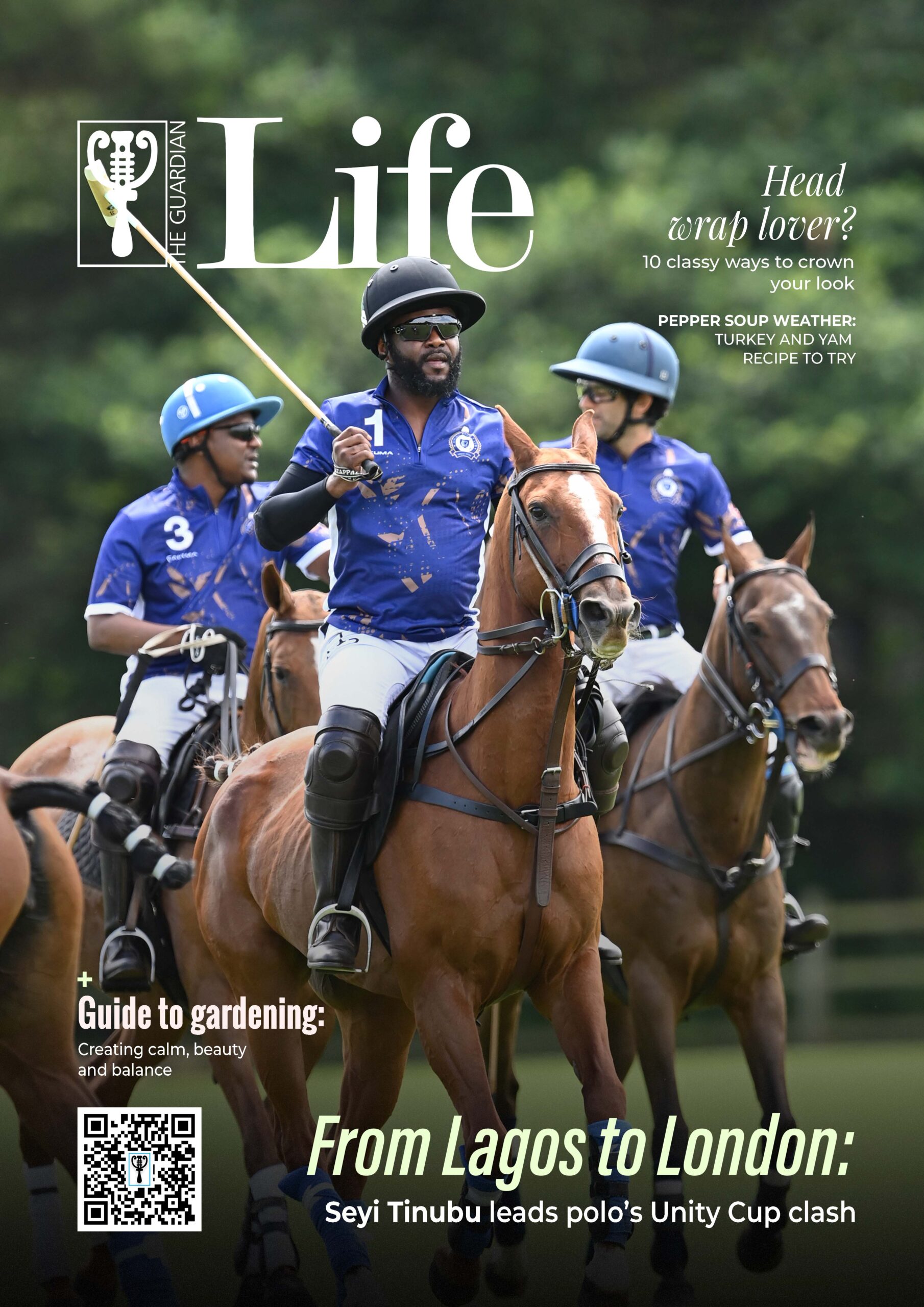 Seyi Tinubu and Lagos Polo Club players featured on the cover of Guardian Life magazine.