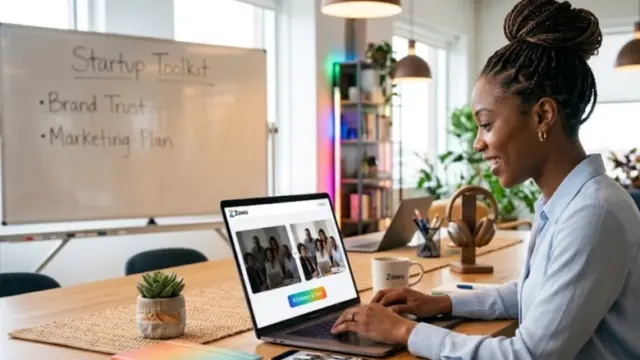 woman working in front of a laptop