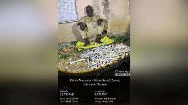 Suspected 57-year-old arms and explosives courier, identified as Sani Umar