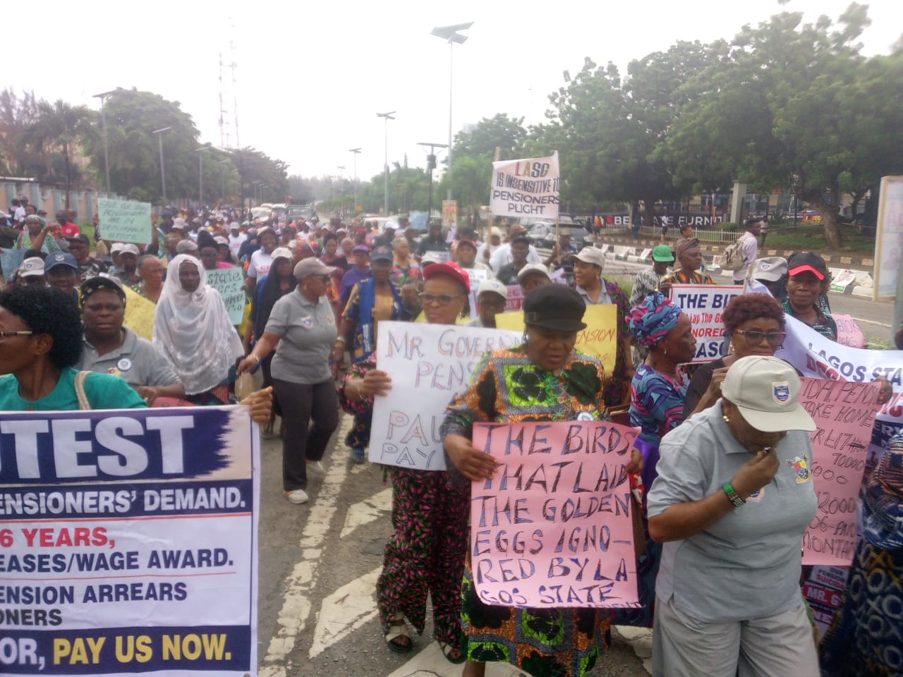 pensioners protesting
