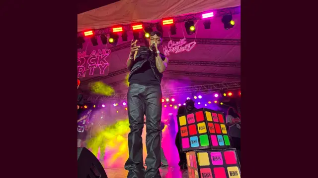Mayorkun performing at mainland block party