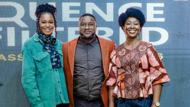 From left to right; Ann Uramu,  co-convener, Eloquence Unfiltered, Akin Akingbogun; and  ‘co-convener, Eloquence Unfiltered, Mo’ Olumide Obidiran