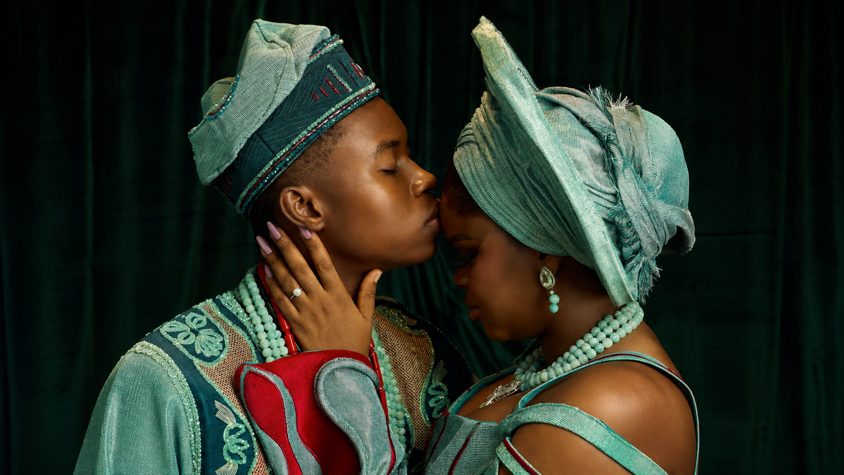 Peller and Jarvis during their traditional wedding ceremony. Photo: Olamide David/Instagram
