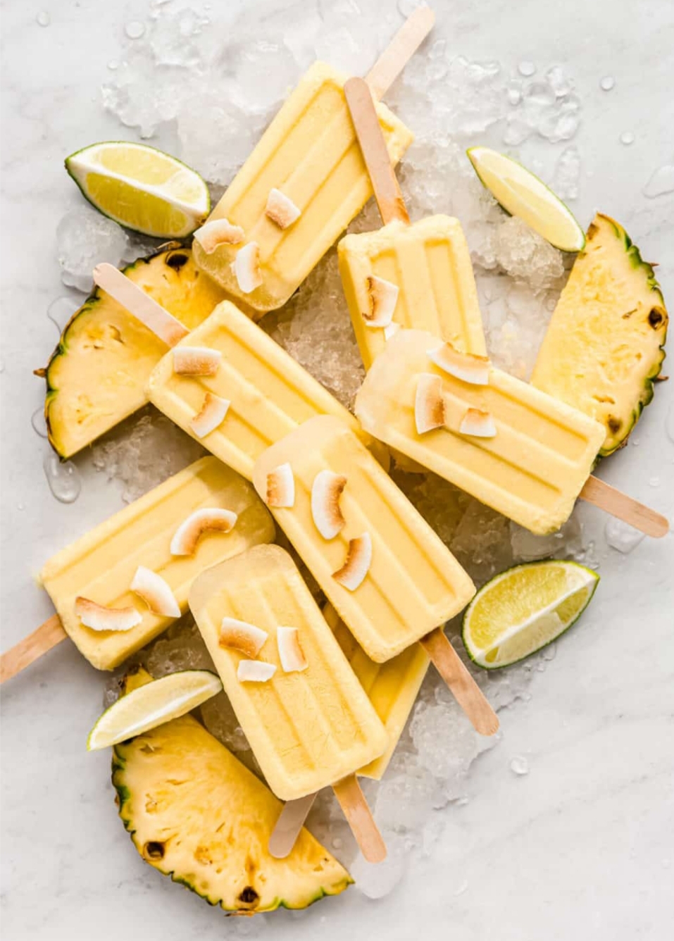 Pina Colada Popsicles.