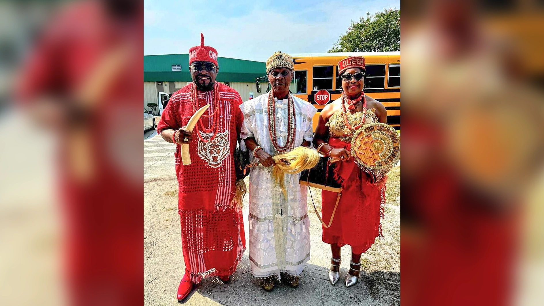 Obi (Dr) Henry Ajudua (L), His Royal Majesty Eze Chukwuemeka Eri ( Eze Ndi Igbo) (c), and Queen Vivian Henry-Ajudua (R)