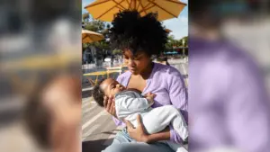 A woman breatfeeding