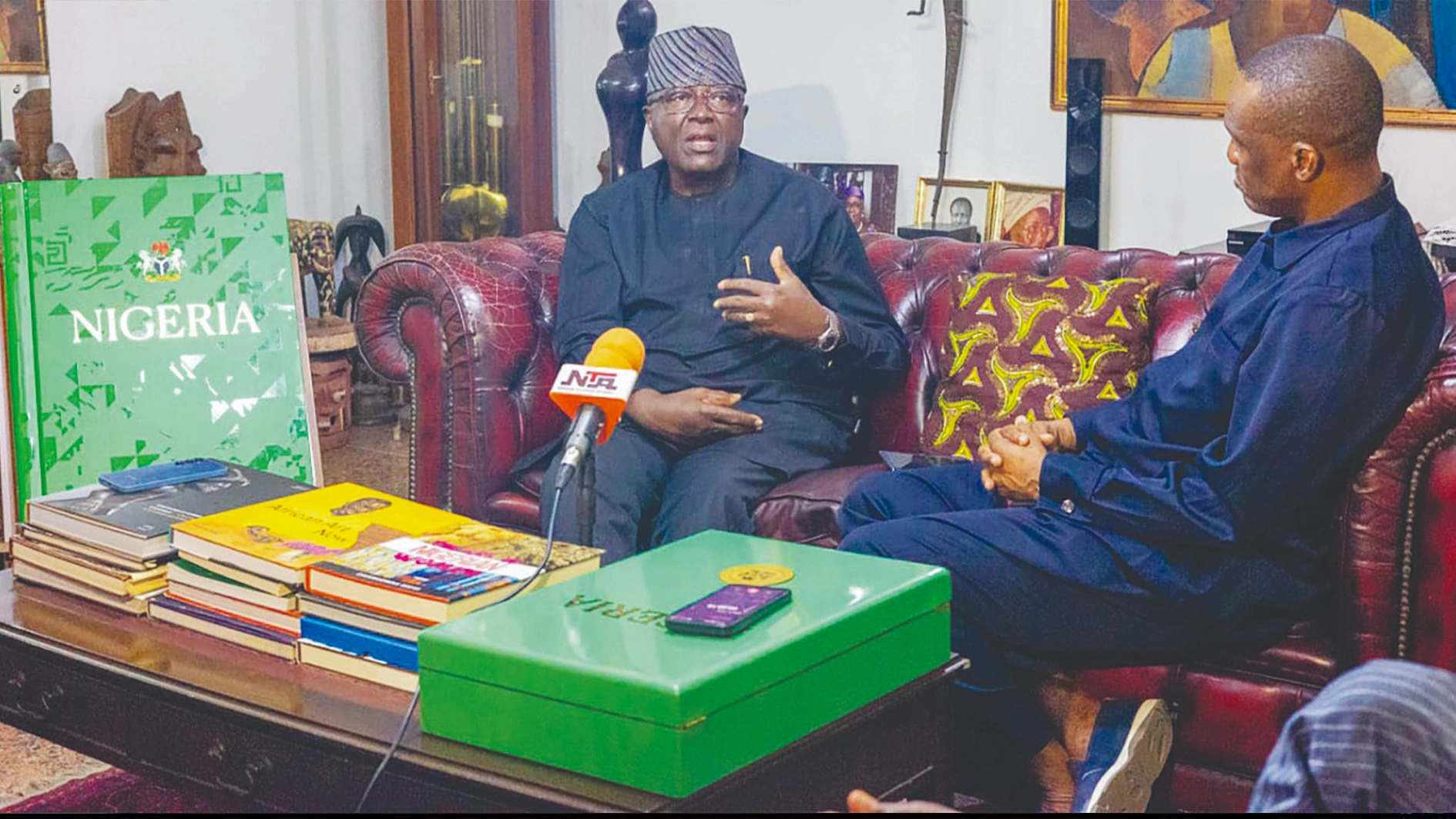 Dr Yemi Ogunbiyi (left) and Fidelis Anosike at the chat on 100 years of Daily Times.